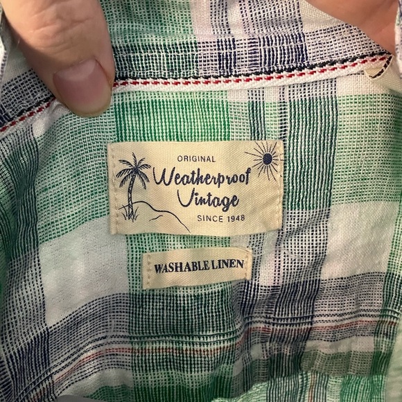 Weatherproof vintage Green Plaid Men's Shirt linen blend size XXL - Picture 5 of 8